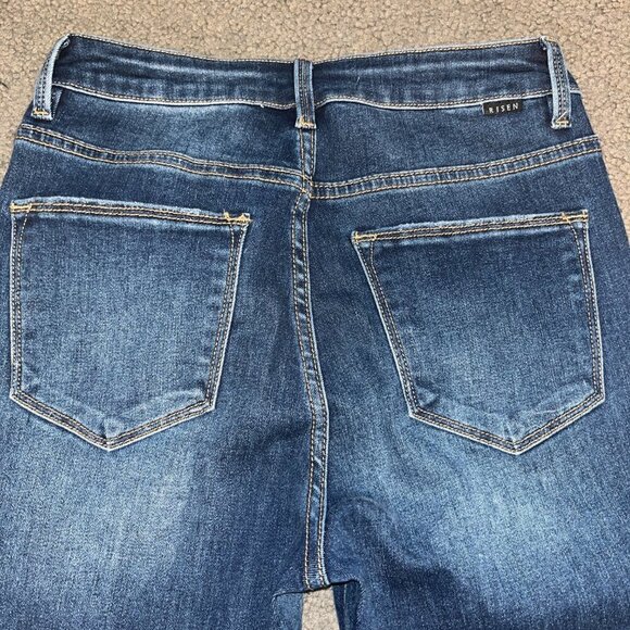 SOCIAL THREADS X RISEN High Rise Dark Wash Big Bell Flare Wide Leg Jeans - 3/26 - Picture 5 of 10